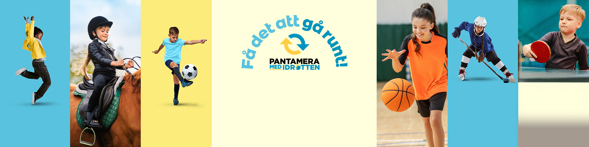 Montage med barn som utövar olika idrotter